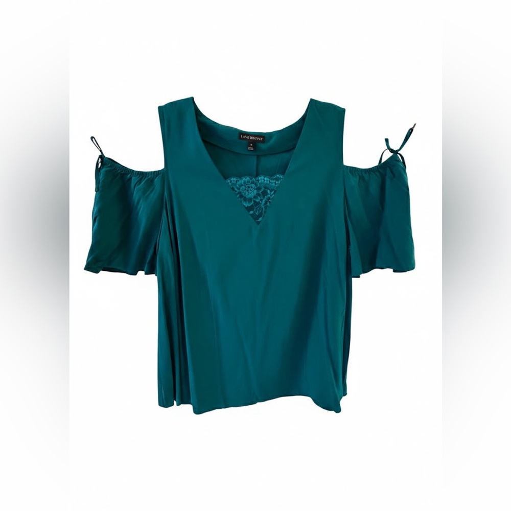 Lane Bryant Teal Cold Shoulder Lace V-Neck Top Plus Size 18